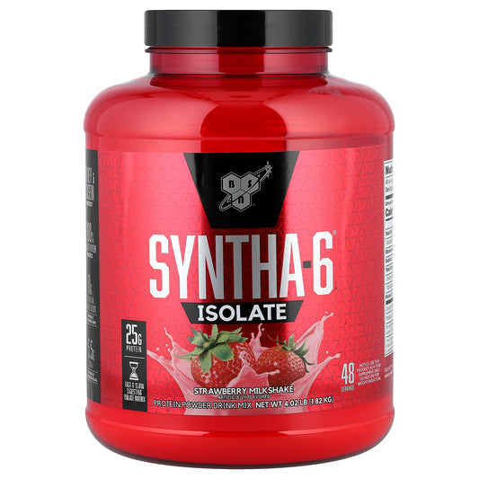 BSN, Syntha-6® Isolate, Protein Powder Drink Mix, Strawberry Milkshake, 4.02 lbs (1.82 kg)