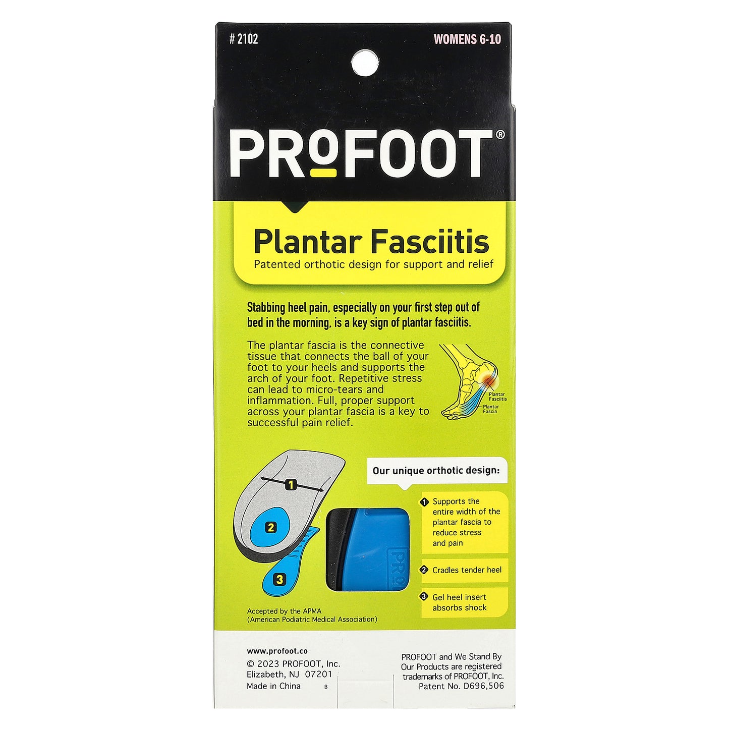 Profoot, Plantar Fasciitis, Women 6-10, 1 Pair