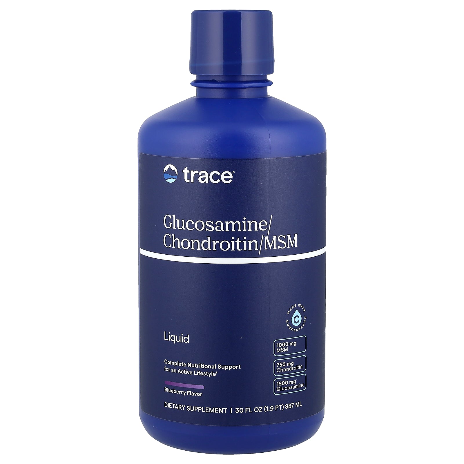 Trace, Liquid Glucosamine/Chondroitin/MSM, Blueberry, 30 fl oz (887 ml)