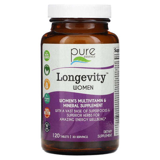 Pure Essence, Longevity Women, Women's Multivitamin & Mineral Supplement, 120 Tablets