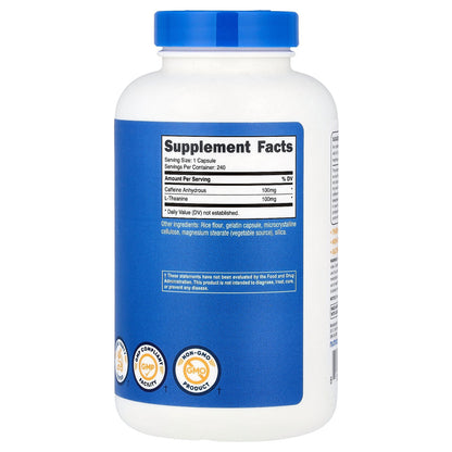 Nutricost, Caffeine with L-Theanine, 240 Capsules