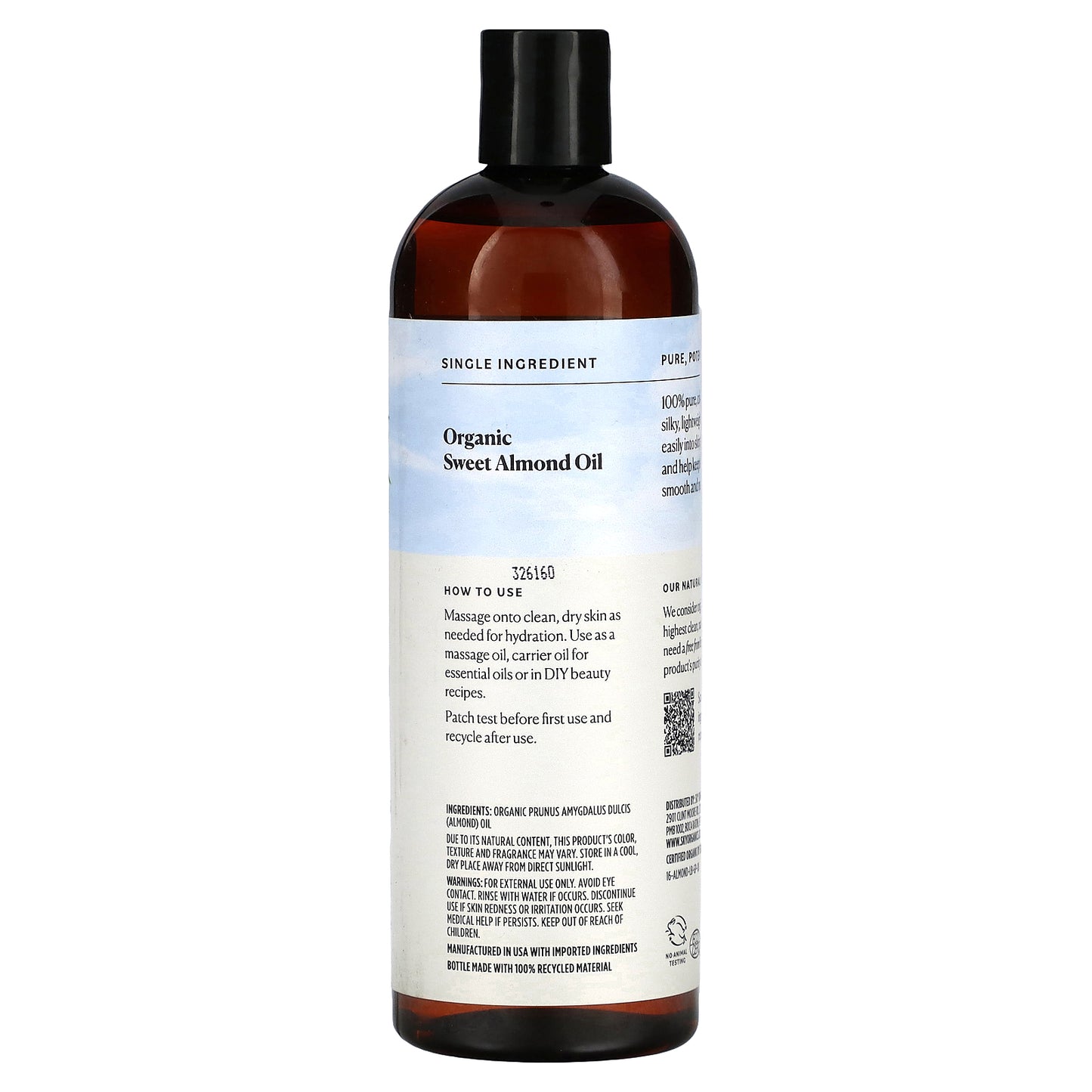 Sky Organics, Organic Sweet Almond Oil, 16 fl oz (473 ml)