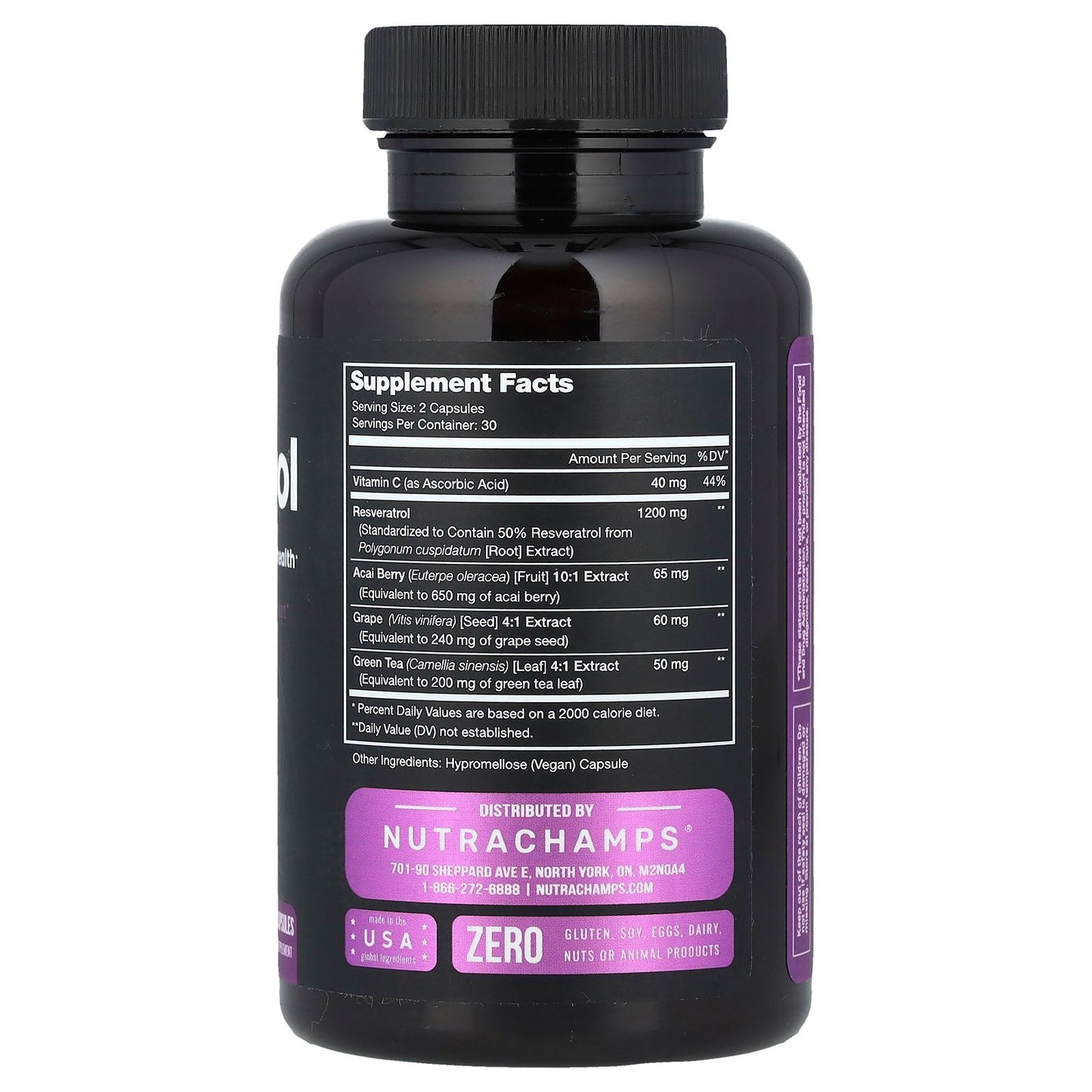 NutraChamps, Resveratrol, 60 Vegan Capsules