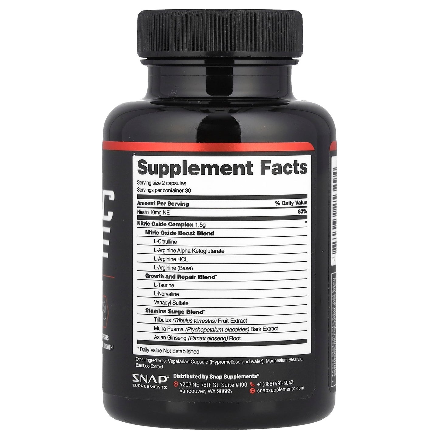 Snap Supplements, Nitric Oxide Booster, 60 Capsules