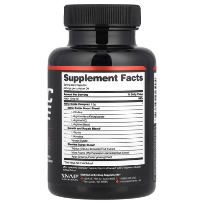 Snap Supplements, Nitric Oxide Booster, 60 Capsules