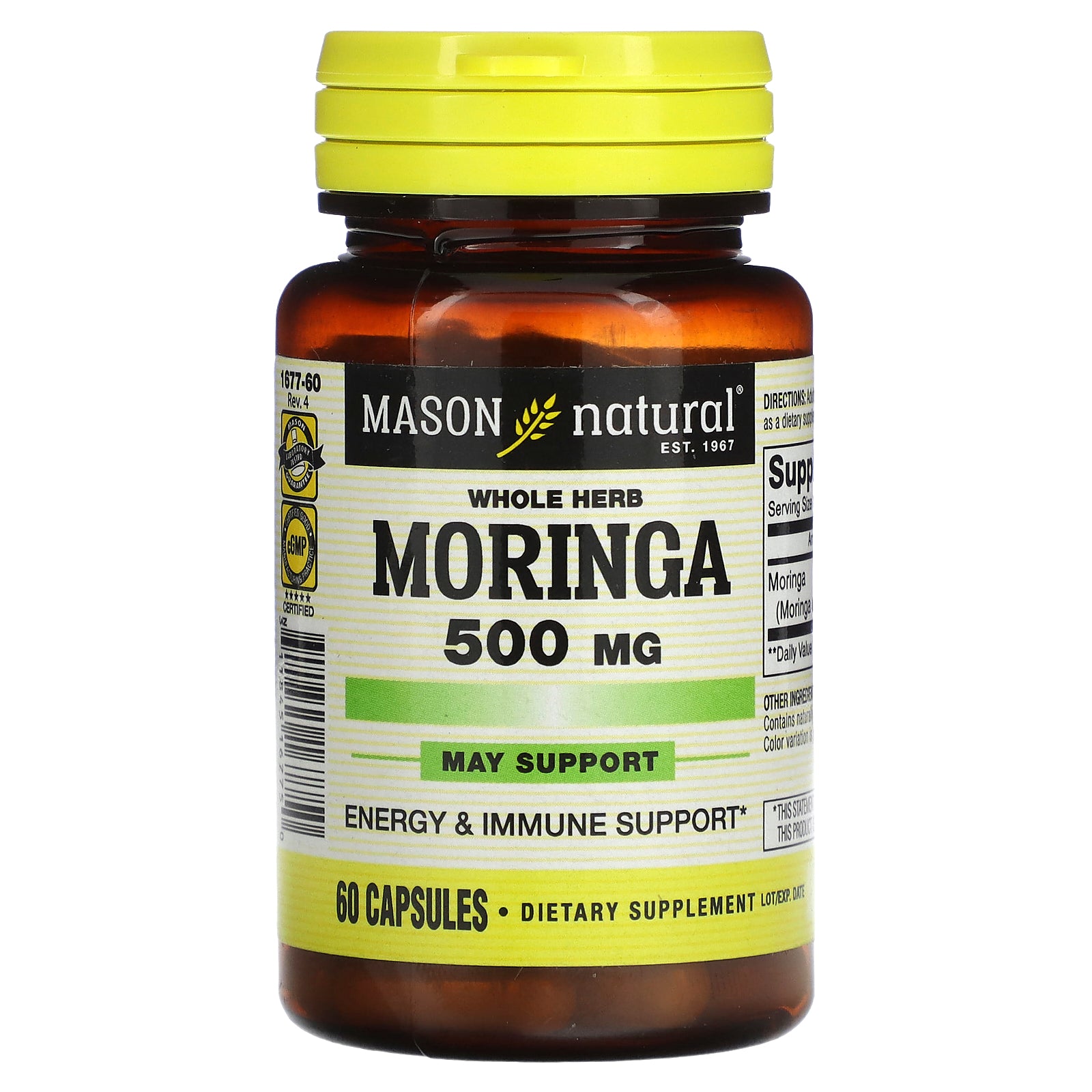 Mason Natural, Whole Herb Moringa, 500 mg, 60 Capsules