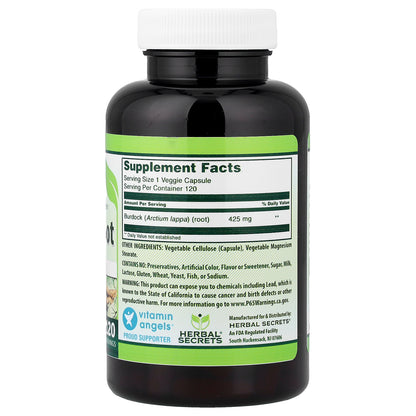 Herbal Secrets, Burdock Root, 425 mg, 120 Veggie Capsules