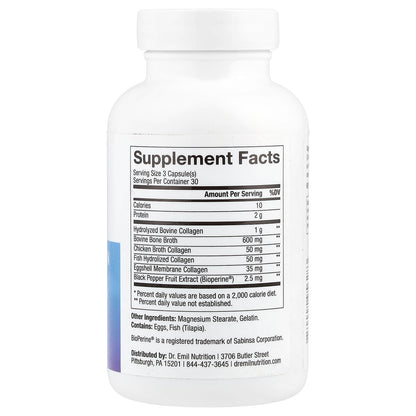 Dr. Emil Nutrition, Multi Collagen Plus, Types I, II, III, V, & X, 90 Capsules