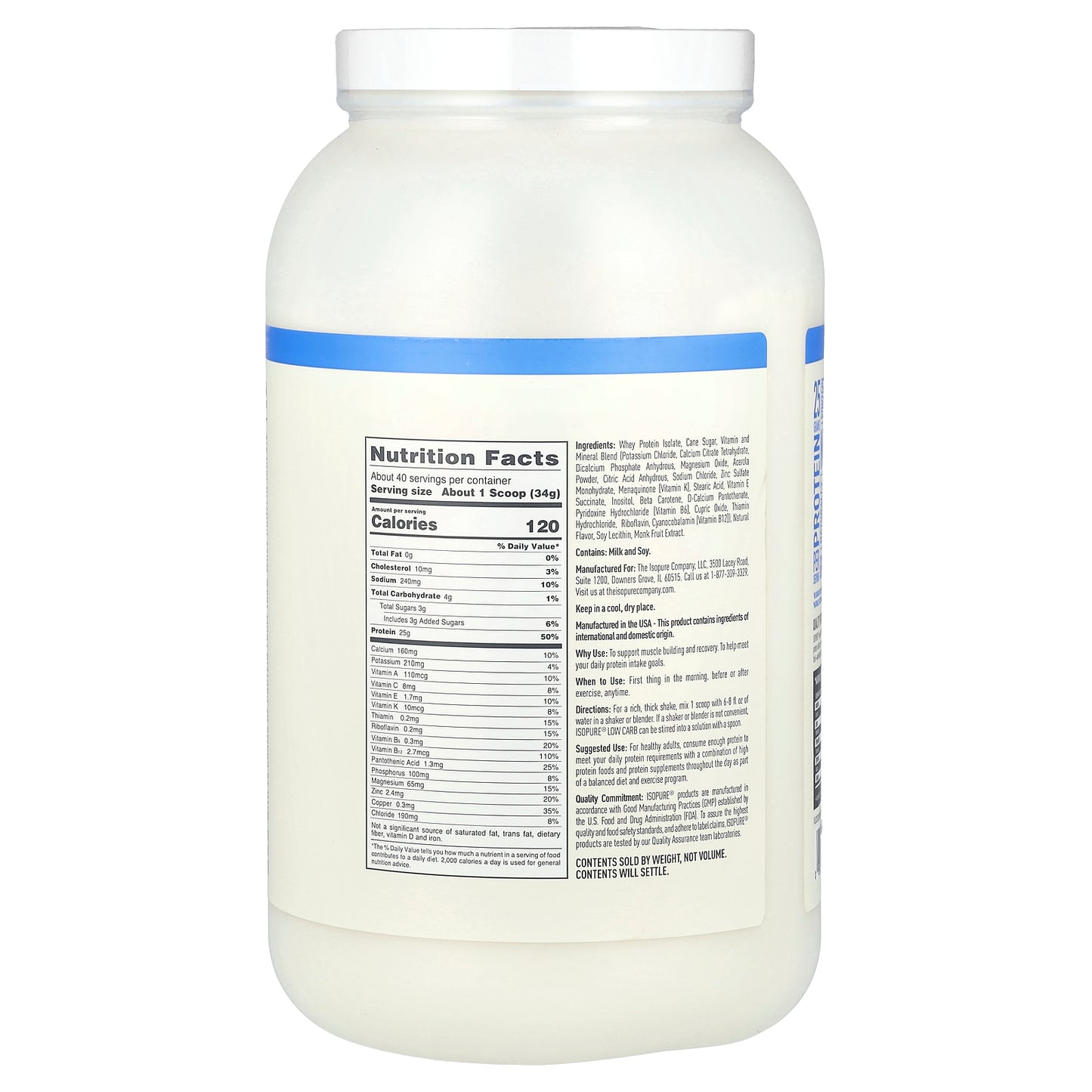 Isopure, Low Carb Protein Powder, Vanilla, 3 lbs (1.36 kg)