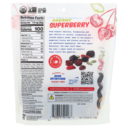Made in Nature, Organic Superberry, Cranberries, Raisins, Cherries, Pepita Seeds, Blueberries & Goji Berries, 5 oz (142 g)