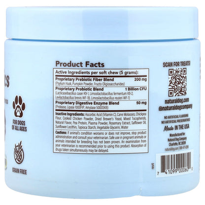 Natural Dog Company, Dog Probiotics, Gut Health & Digestion, For Dogs, All Ages, 45 Soft Chewable Bites, 8 oz (225 g)