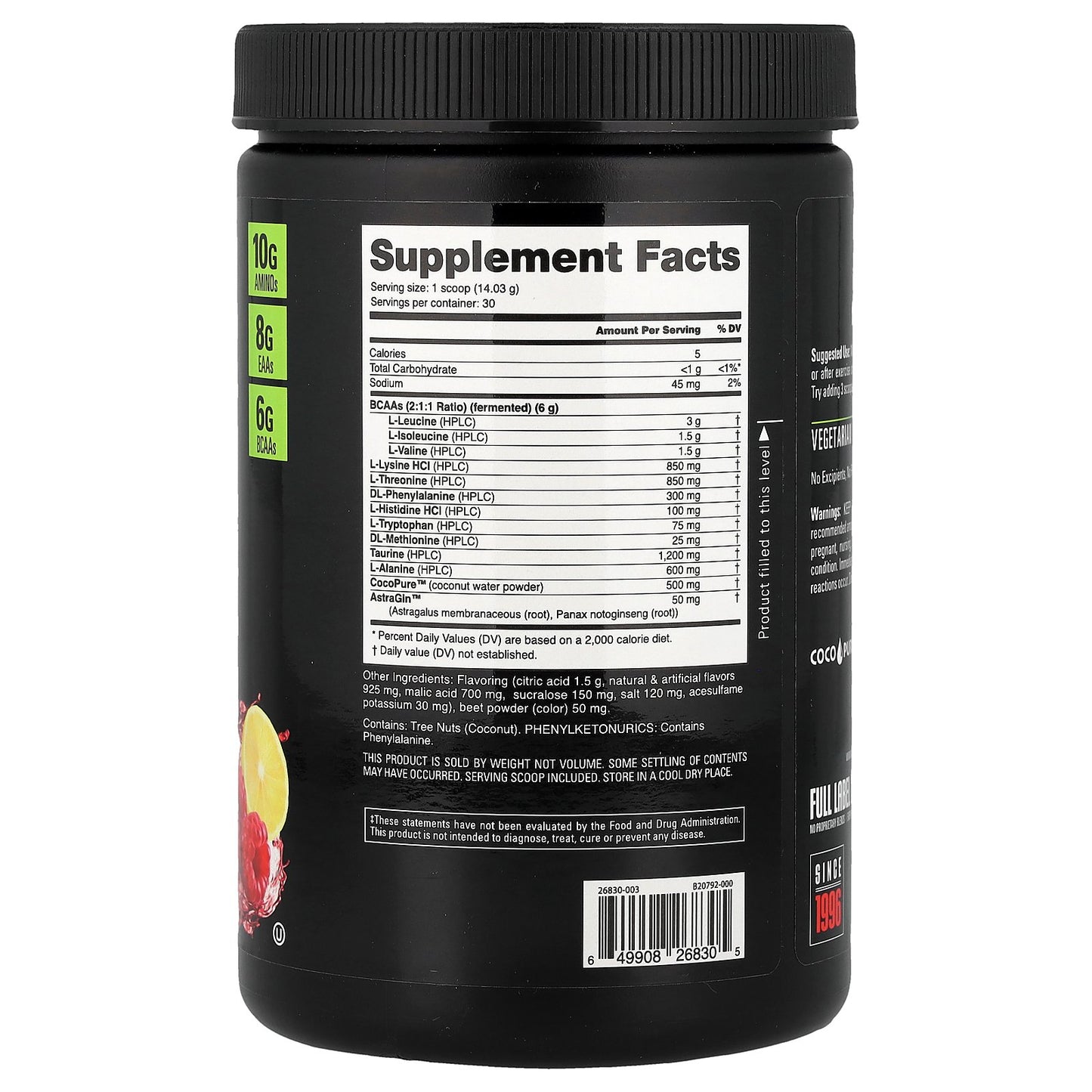 NutraBio, EAA Pure, Raspberry Lemonade, 0.93 lb (421 g)