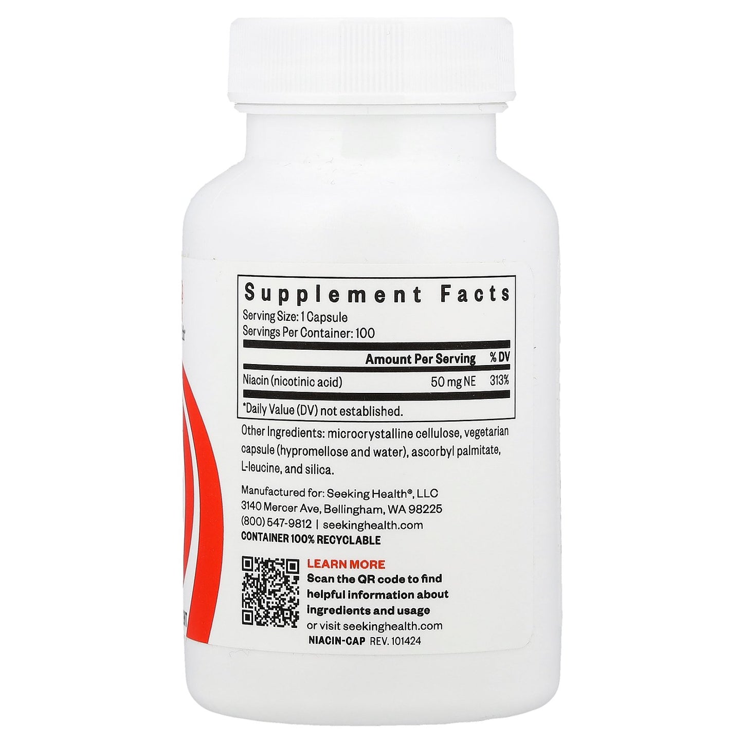 Seeking Health, Niacin, 50 mg NE, 100 Capsules