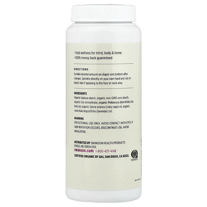 Swanson, Certified Organic Baby Powder, Lavender, 2.5 oz (71 g)