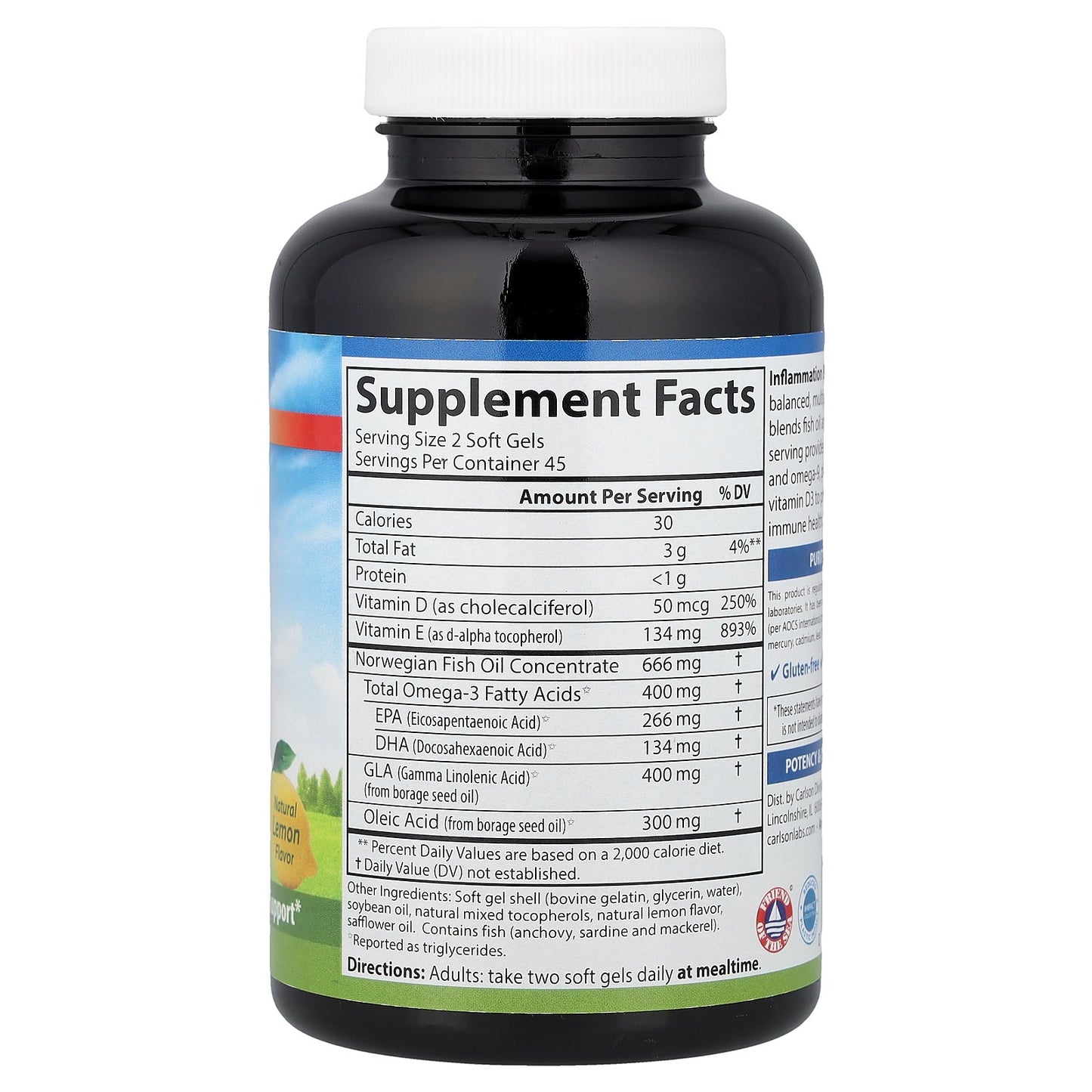 Carlson, Inflammation Balance®, Natural Lemon, 90 Soft Gels