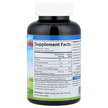 Carlson, Magnesium, Natural Berries & Creme, 125 mg, 40 Vegetarian Soft Chews