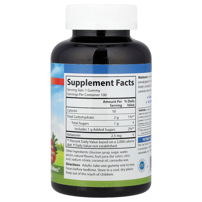 Carlson, Melatonin Gummies, Natural Strawberry, 2.5 mg , 100 Vegetarian Gummies