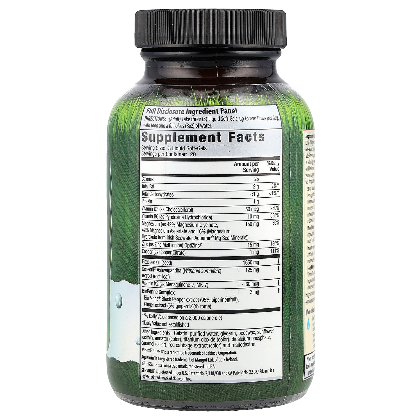 Irwin Naturals, Triple Source Magnesium + Ashwagandha, 60 Liquid Soft-Gels