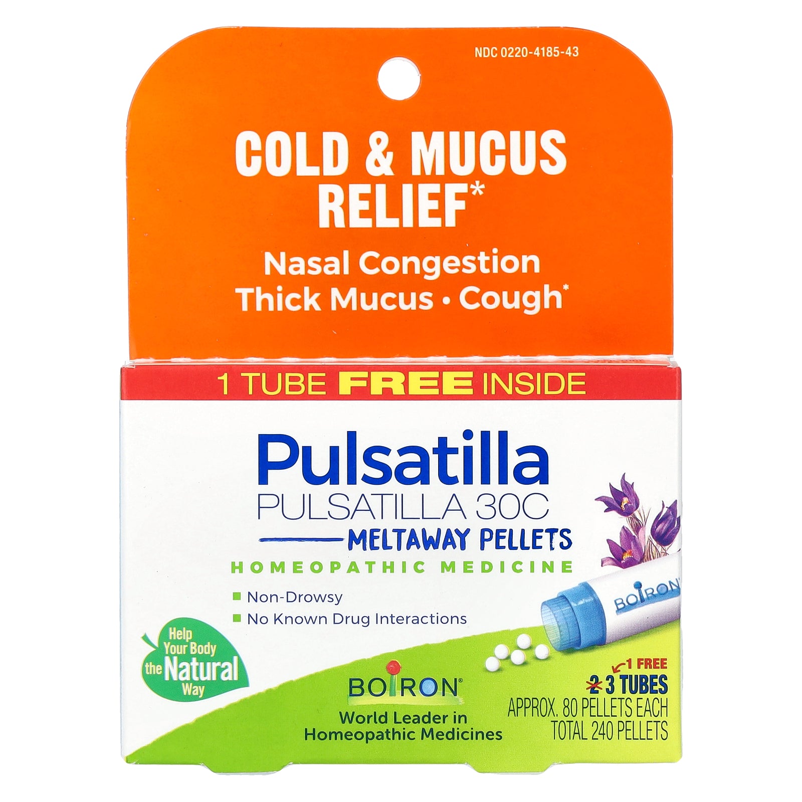 Boiron, Pulsatilla, Meltaway Pellets, 30C, 3 Tubes, 80 Pellets Each