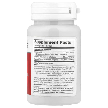 Protocol for Life Balance, Oregano Oil with Ginger and Fennel Oils, 90 Softgels