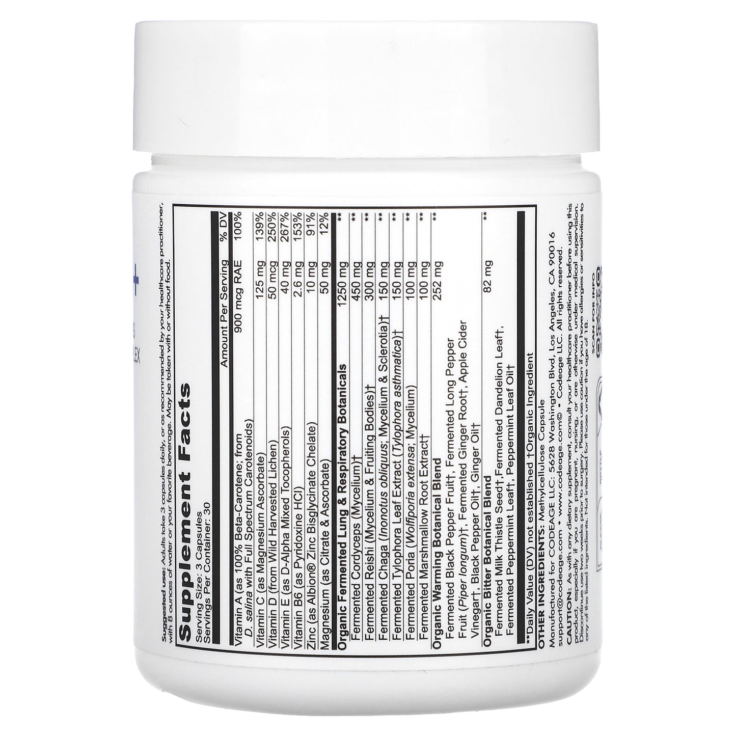 Codeage, Lungs Vitamins +, 90 Capsules