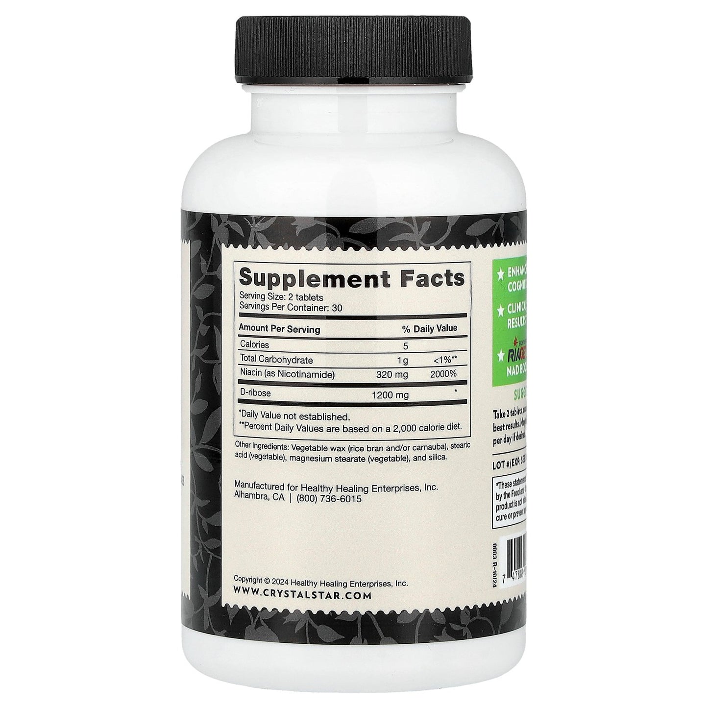 Crystal Star, NAD+, 60 Vegetarian Sustained-Release Tablets