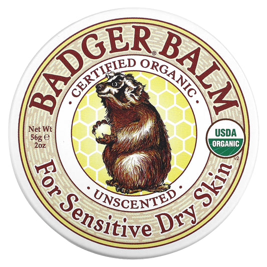 Badger, Badger Balm, For Sensitive Dry Skin, Unscented, 2 oz (56 g)