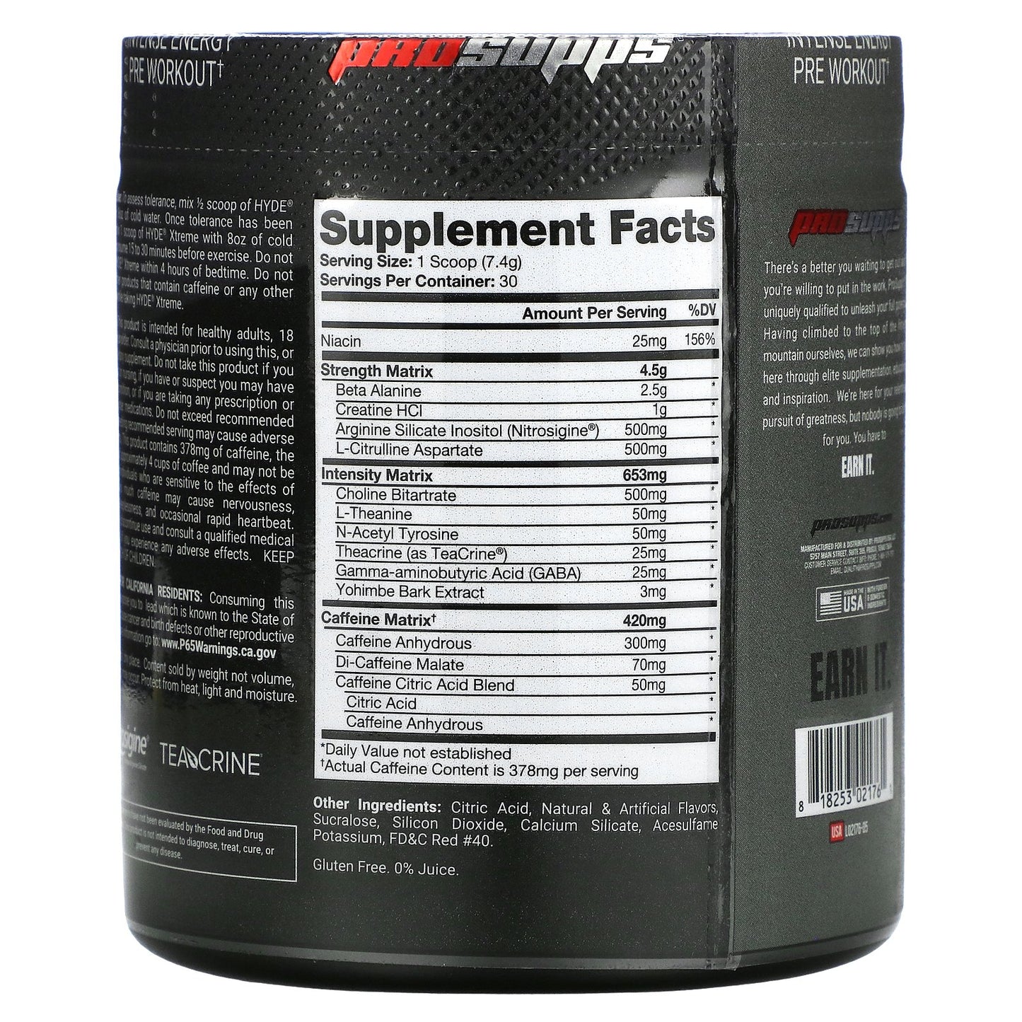 ProSupps, Hyde,  Xtreme, Intense Pre Workout, Cherry Popsicle, 7.8 oz (222 g)