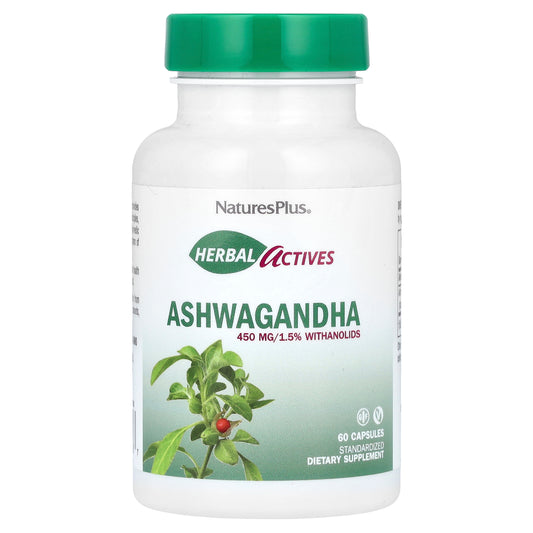 NaturesPlus, Herbal Actives, Ashwagandha, 450 mg, 60 Capsules