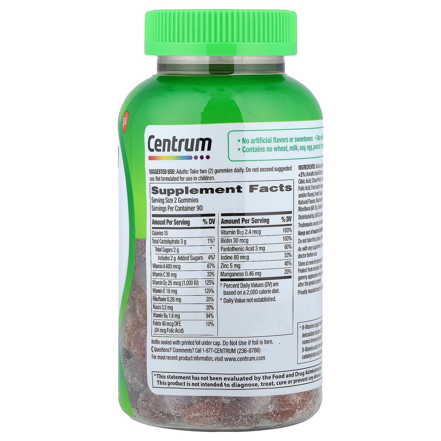 Centrum, Adults Multigummies, Assorted Natural Fruit , 180 Gummies