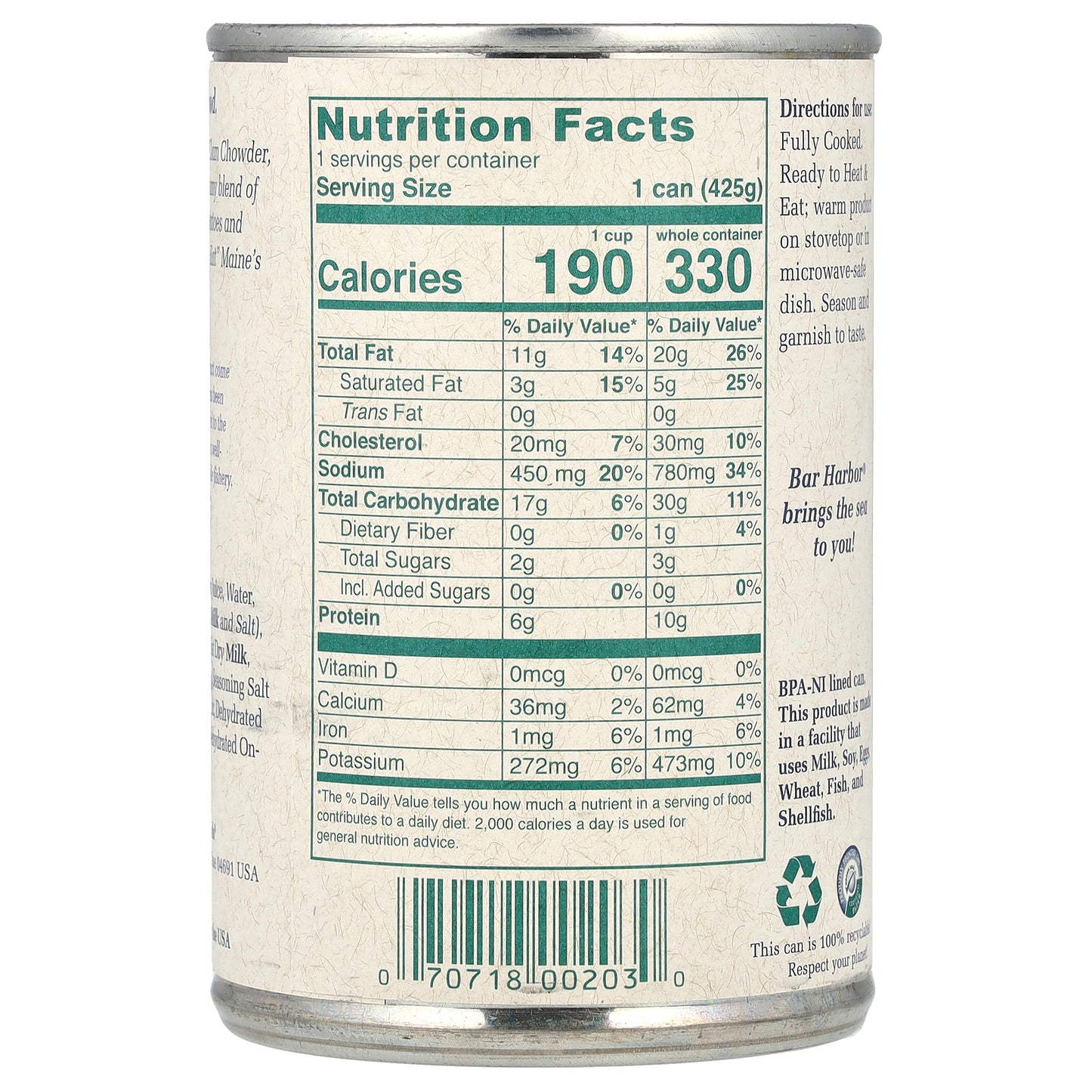 Bar Harbor, New England Clam Chowder, 15 oz (425 g)