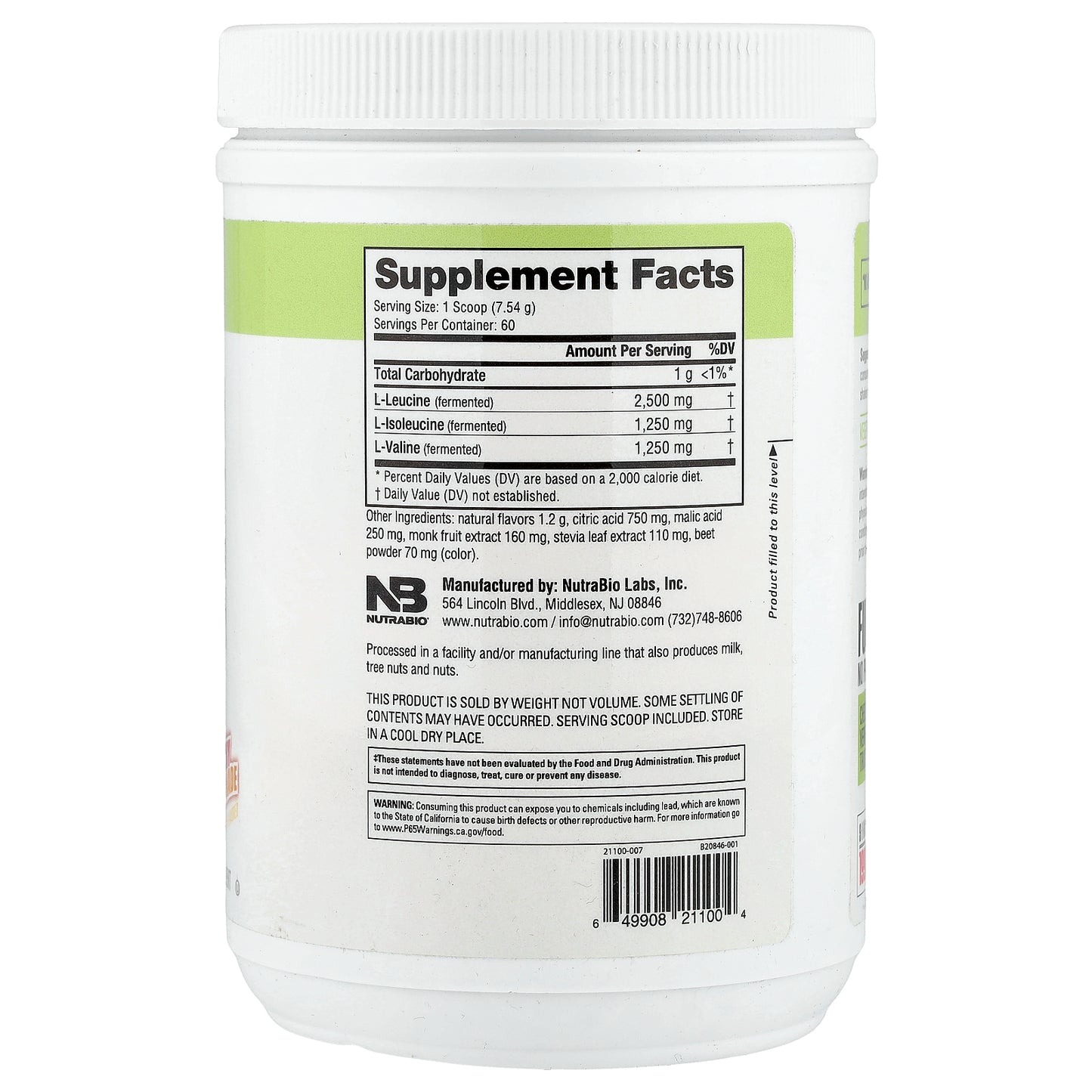 NutraBio, BCAA 5000, Strawberry Lemonade, 1 lb (452 g)