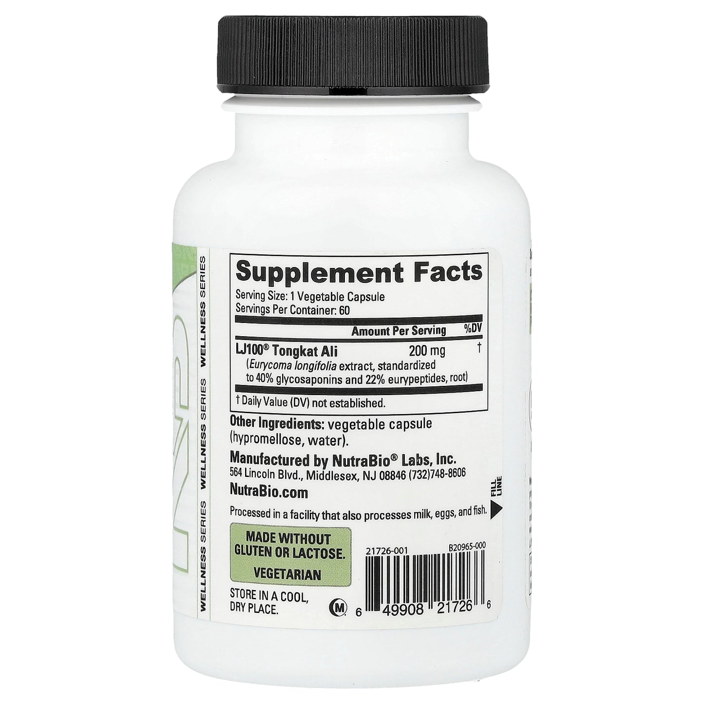 NutraBio, Tongkat Ali, 60 Capsules (200 mg per Capsule)