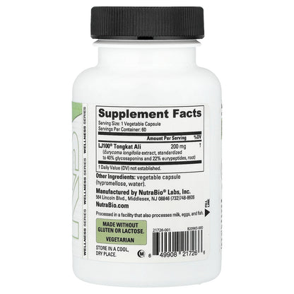 NutraBio, Tongkat Ali, 60 Capsules (200 mg per Capsule)