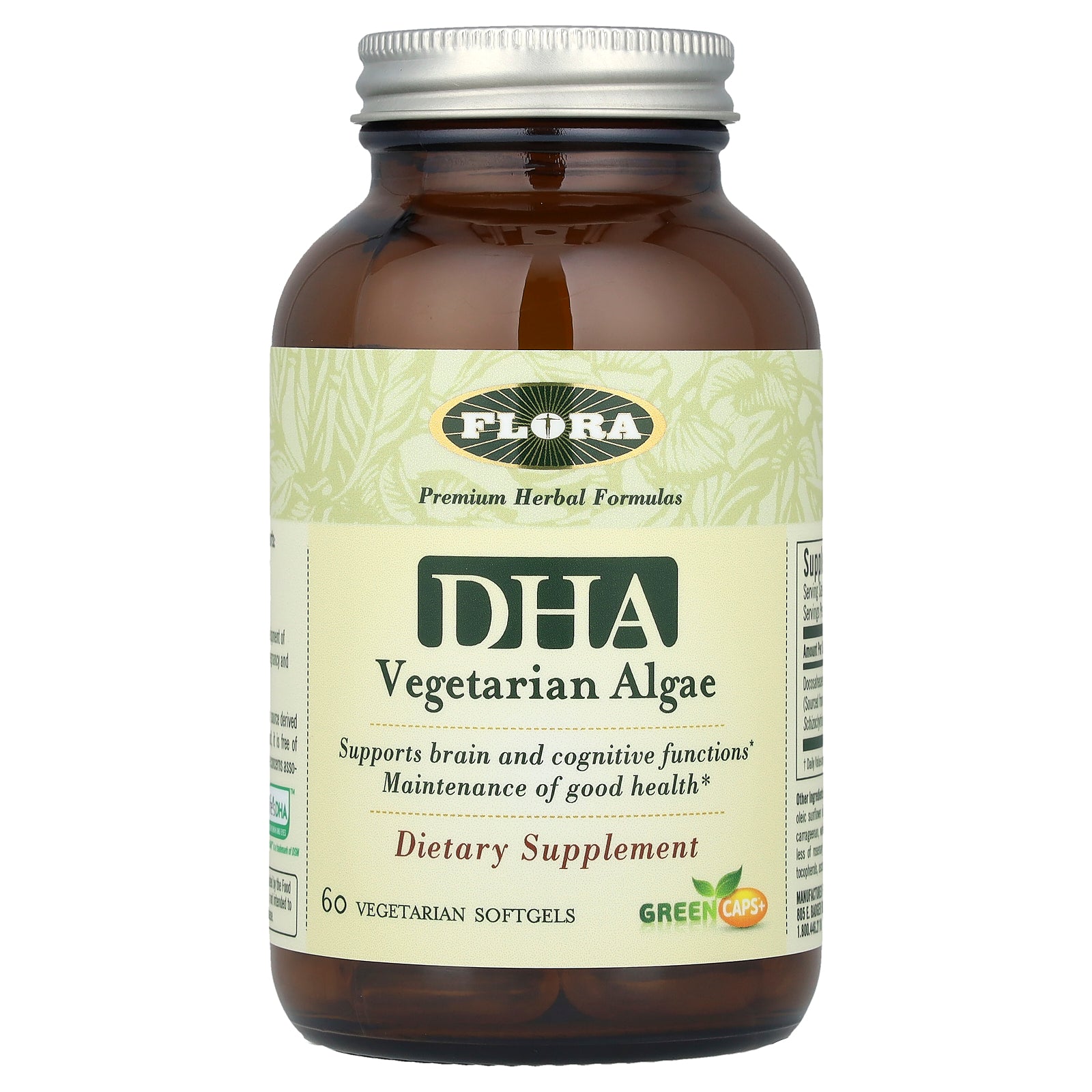 Flora, DHA Vegetarian Algae, 500 mg, 60 Vegetarian Softgels (250 mg per Softgel)