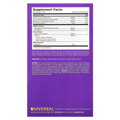 Universal U, De-Stress & Sleep, 30 Pill Packs