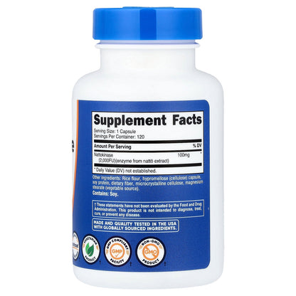 Nutricost, Nattokinase, 100 mg (2,000 FU), 120 Capsules