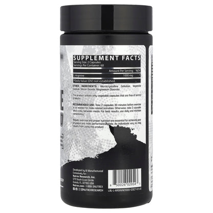Nutrex Research, L-Arginine 1000, 120 Capsules (500 mg per Capsule)