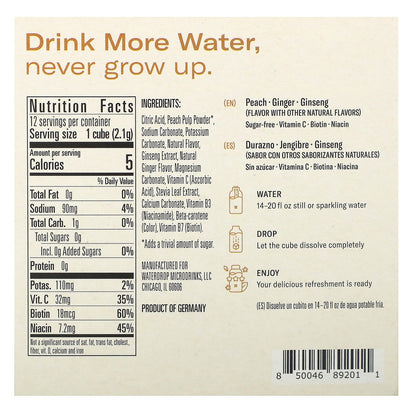 Waterdrop, Microdrink, Vitamin Hydration Cubes, Youth, Peach Ginger, 12 Cube, 0.89 oz (25.2 g)
