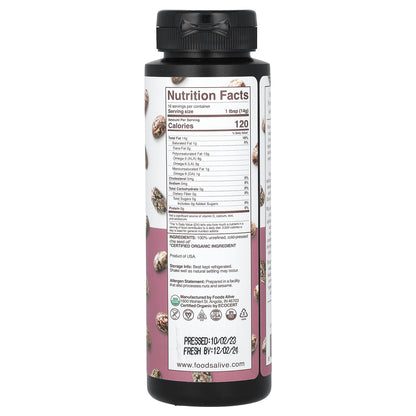 Foods Alive, Organic Chia Oil, Artisan Cold-Pressed, 8 fl oz (236 ml)