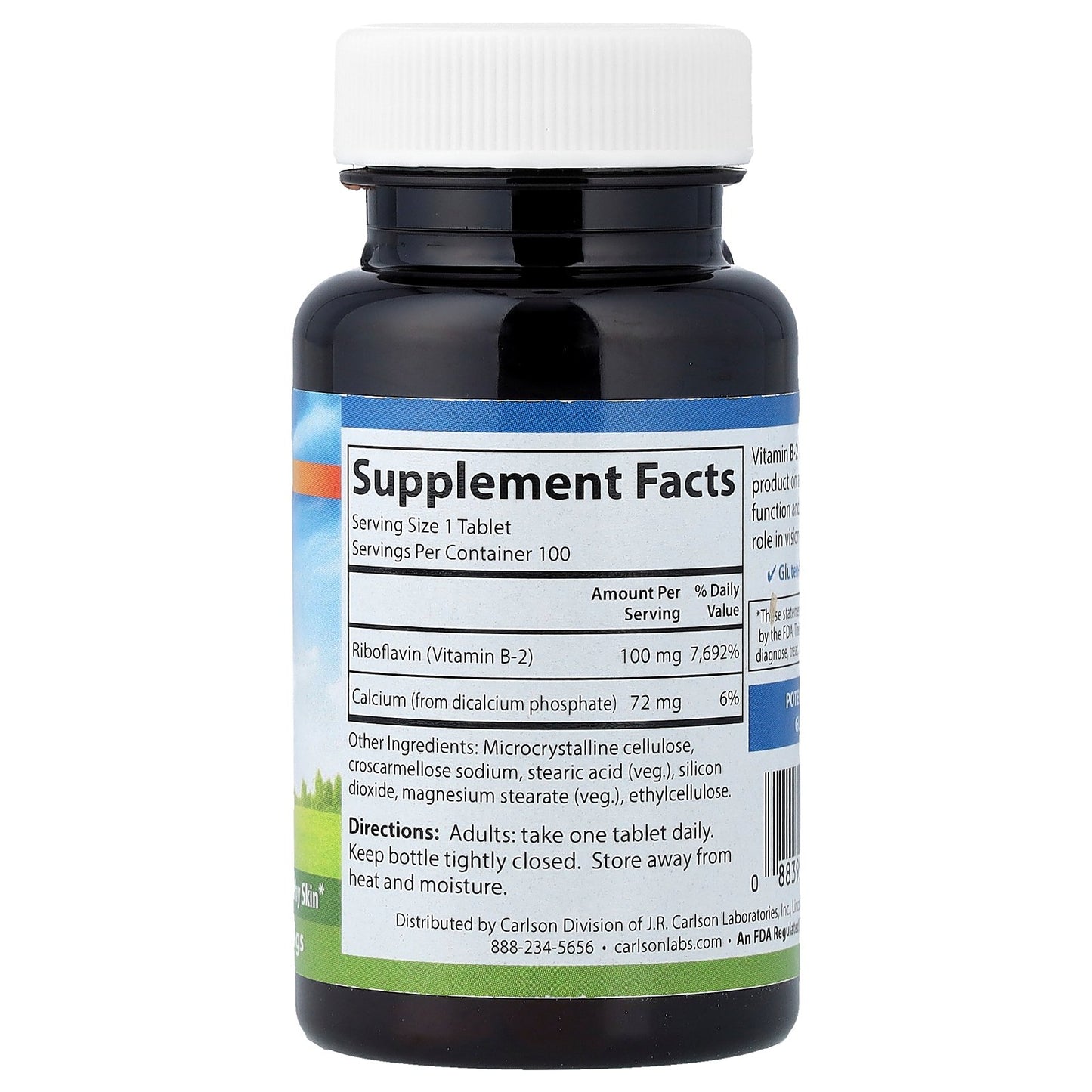 Carlson, Vitamin B-2, 100 Vegetarian Tablets