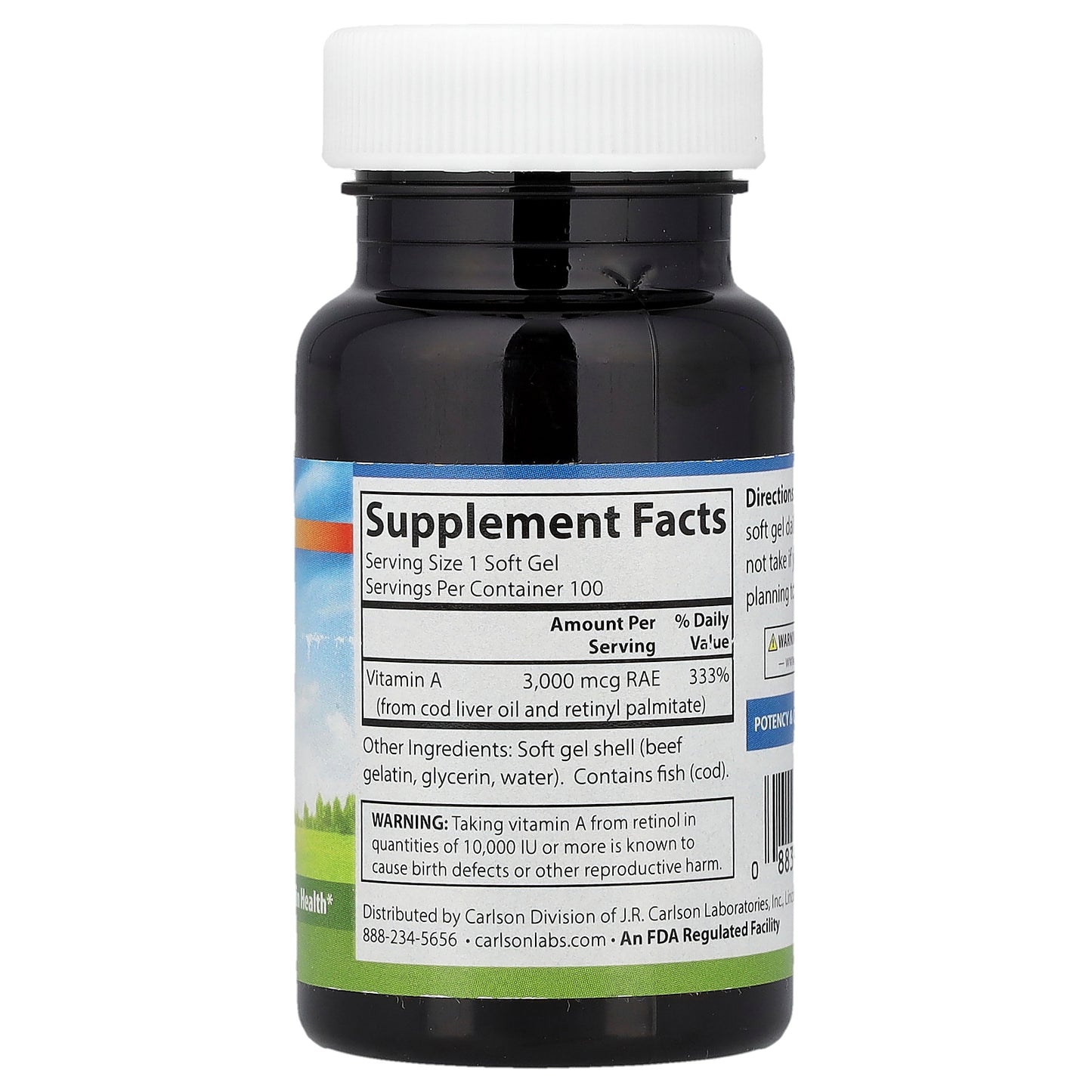 Carlson, Vitamin A, 3,000 mcg RAE (10,000 IU), 100 Soft Gels