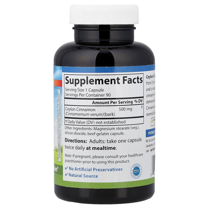 Carlson, Ceylon Cinnamon, 90 Capsules (500 mg per Capsule)