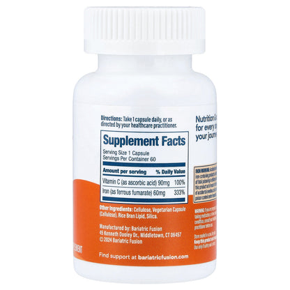 Bariatric Fusion, Iron + Vitamin C, 60 Capsules
