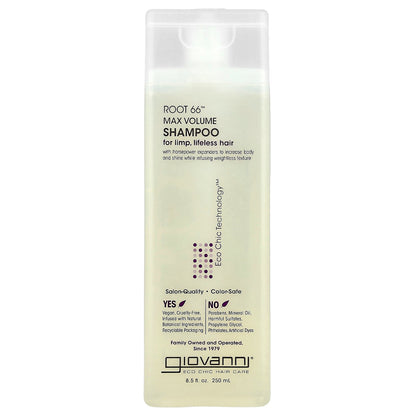 Giovanni, Root 66™, Max Volume Shampoo, For Limp, Lifeless Hair, 8.5 fl oz (250 ml)