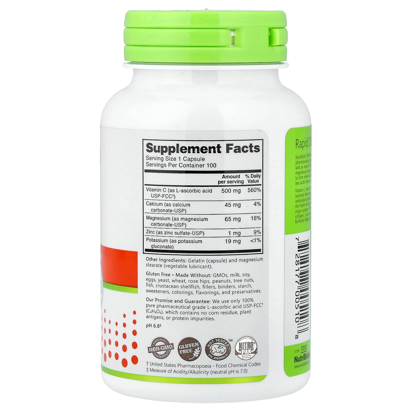 NutriBiotic, Immunity, Buffered Vitamin C, 100 Gluten Free Capsules