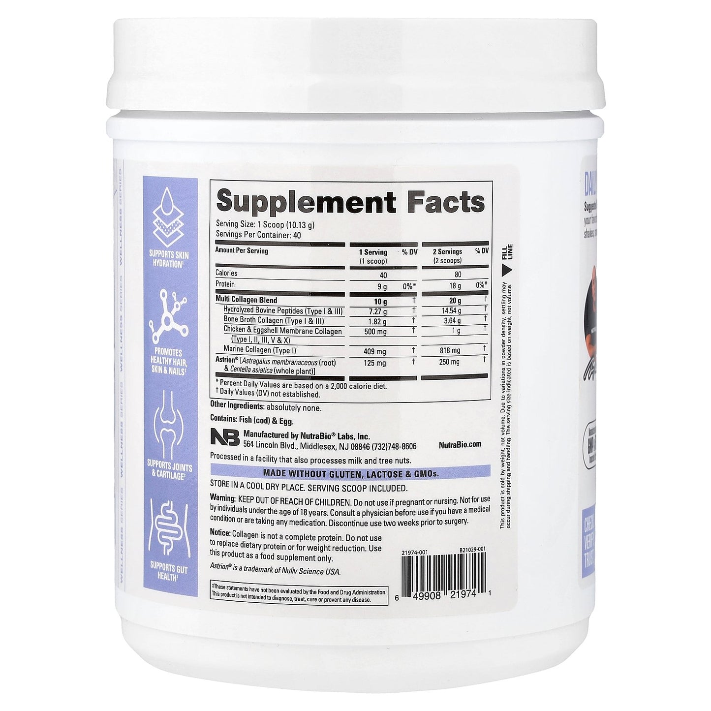 NutraBio, Multi Collagen, Unflavored, 14.2 oz (405 g)