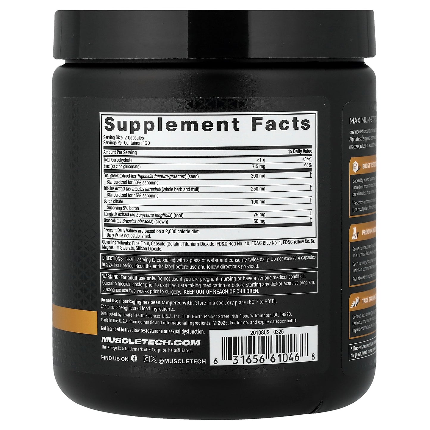 MuscleTech, AlphaTest™, 240 Capsules