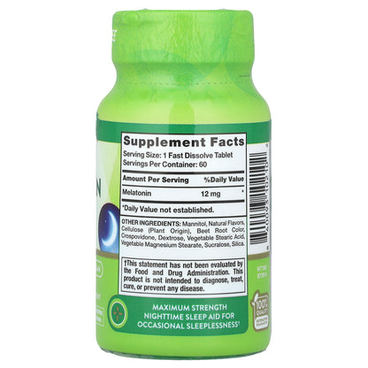 Nature's Truth, Sleep Melatonin, Natural Berry  , 12 mg, 60 Fast Dissolve Tablets