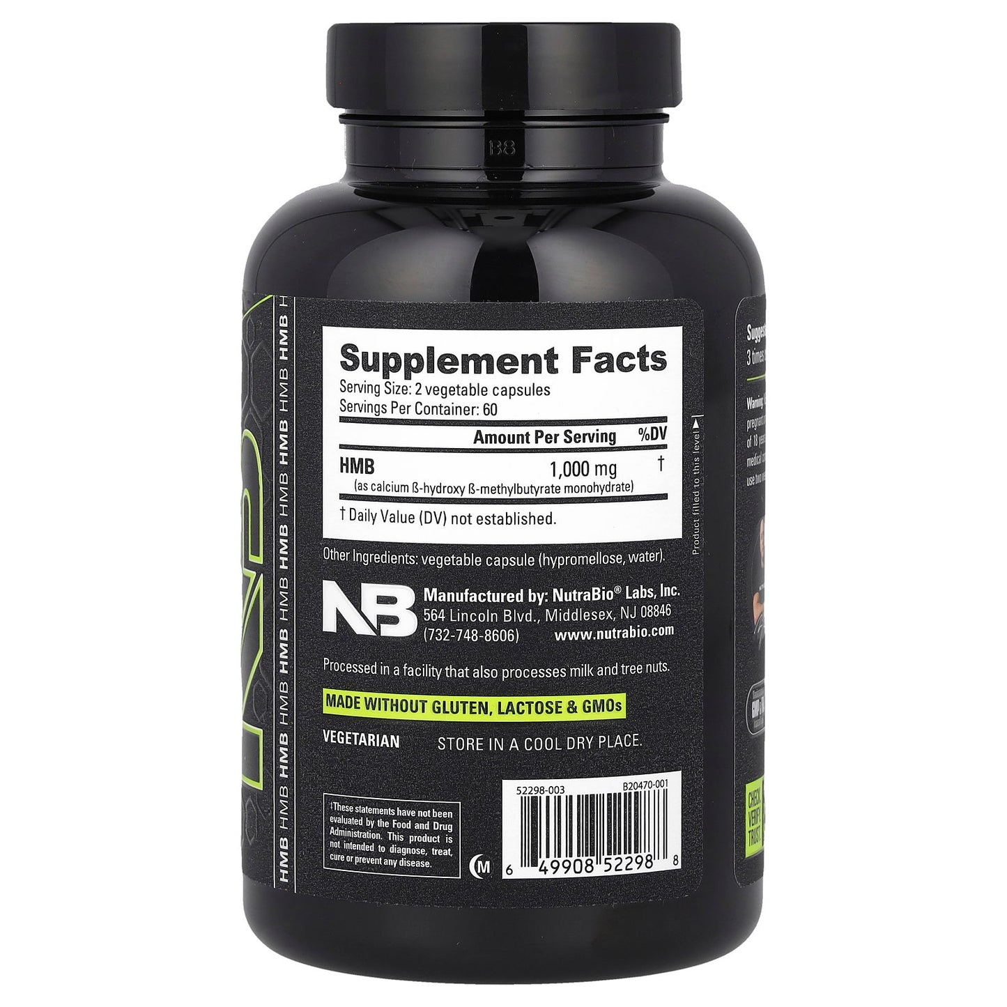 NutraBio, Performance, HMB, 1,000 mg, 120 Capsules (500 mg per Capsule)